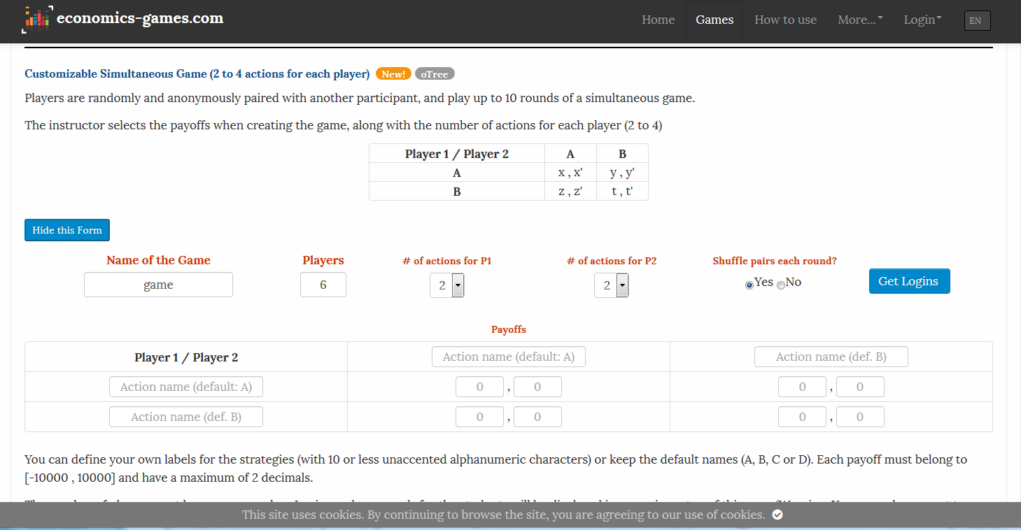 Generic Matrix Game